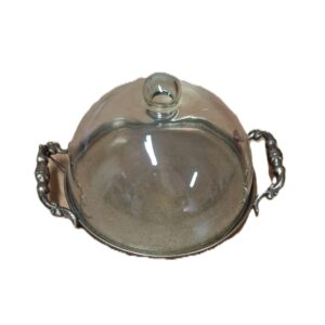 Vassoio metal con cloche in vetro