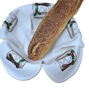 Copri cestino pane natalizio con ricamo