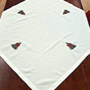 Tovaglia natalizia con ricamo Albero di natale 90X90