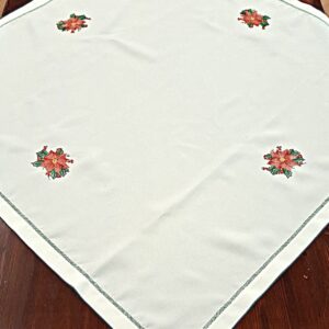 Tovaglia natalizia con ricamo stella di natale 90x90